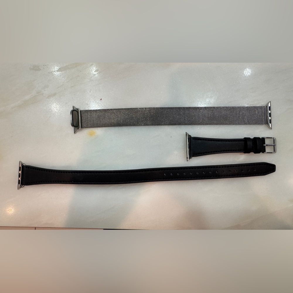 Apple Silver Smartwatch Strap and a double wraps leather (Hermes style)